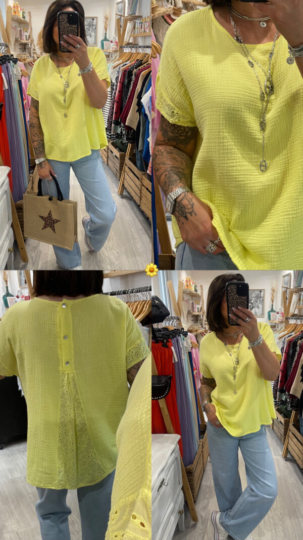 Blouse Éva brodée jaune