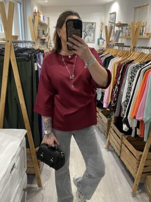 Blouse Carla à nouer bordeaux