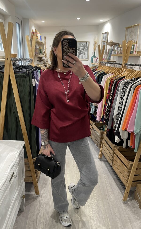 Blouse Carla à nouer bordeaux