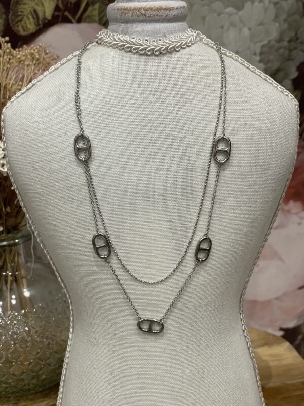 Collier double Alice argent – Image 2