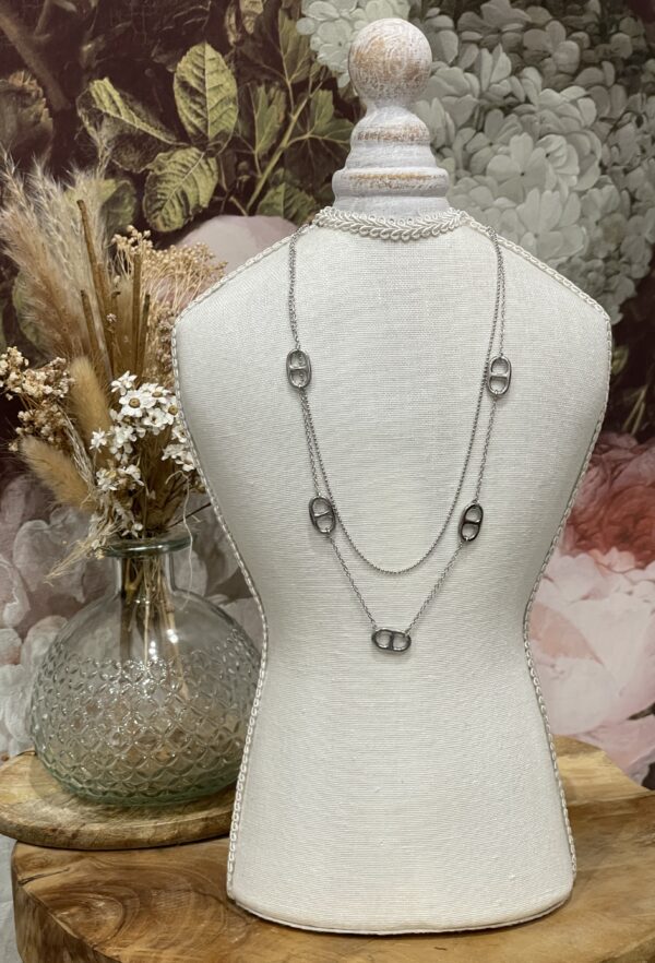Collier double Alice argent