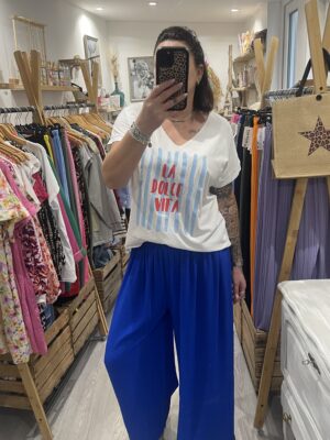 Pantalon Gio bleu électrique