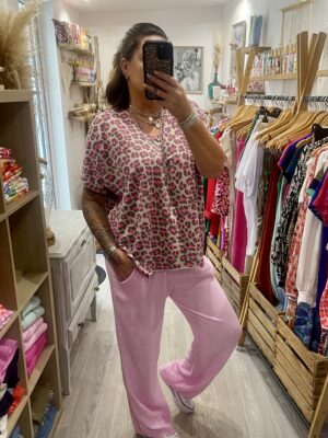 Blouse Anae gris/fuchsia