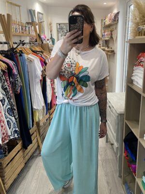 Pantalon Gio vert d'eau