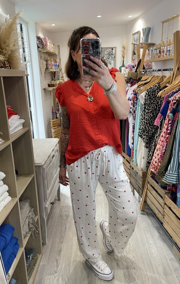 Pantalon Alexandro blanc coeur rouge – Image 6