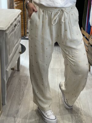 Pantalon Alexandro beige coeur doré