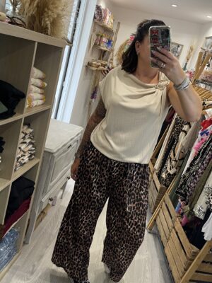 Pantalon Gio léopard foncé