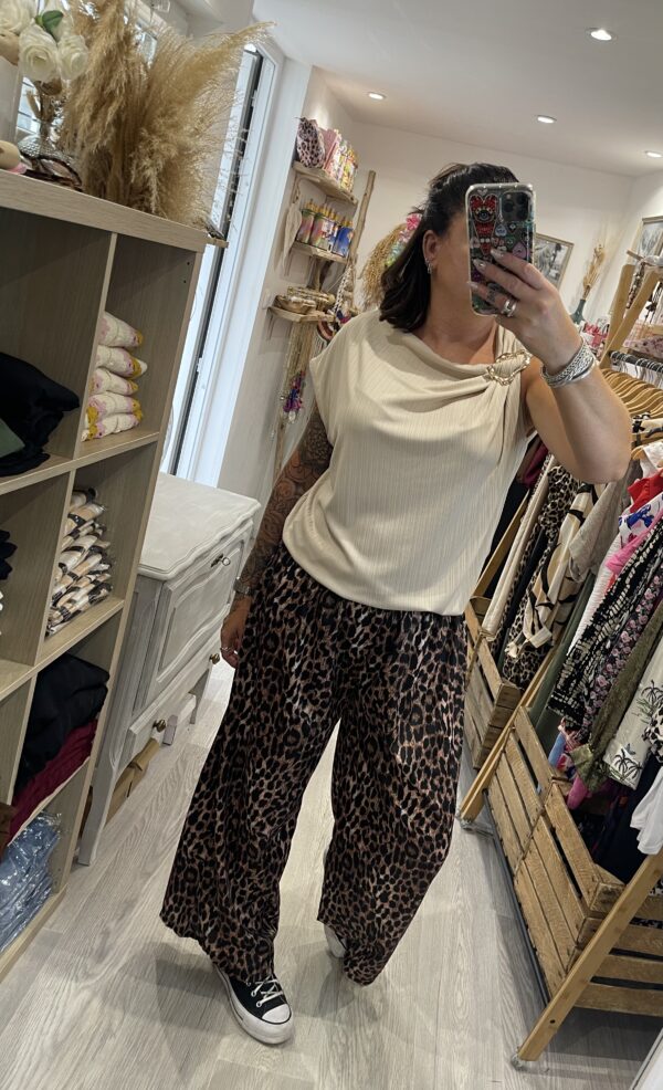 Pantalon Gio léopard foncé