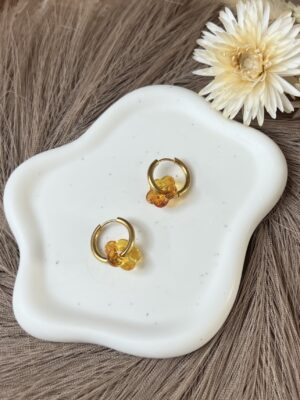 Boucles d'oreille Flora camel dorées