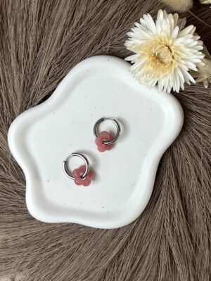 Boucles d'oreilles Flora rose argentées