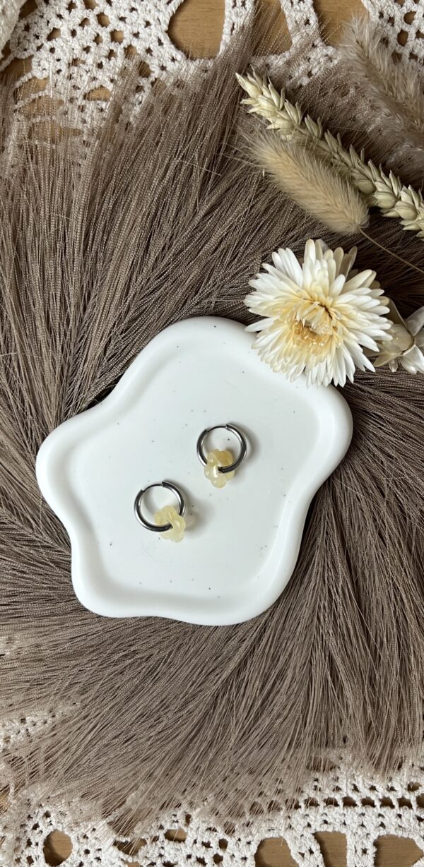 Boucles d'oreilles Flora jaune argentées