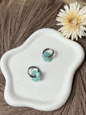 Boucles d'oreilles Flora bleu turquoise argentées