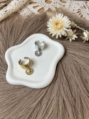 Bague breloque perle en acier inoxydable