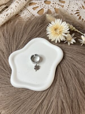 Bague breloque trèfle en acier inoxydable