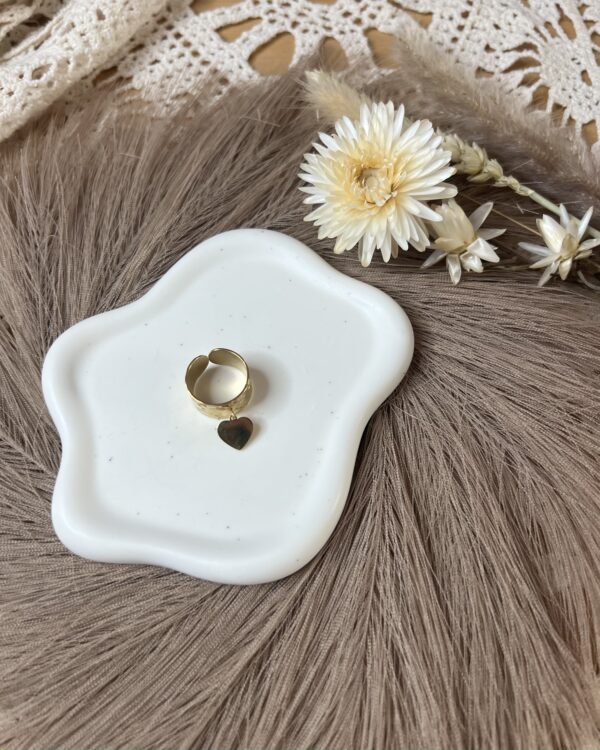 Bague breloque coeur en acier inoxydable