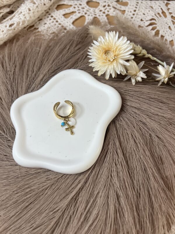 Bague breloque croix en acier inoxydable