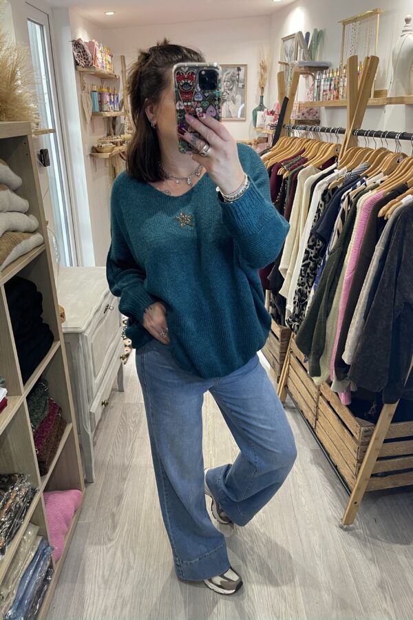 Pull Romy bleu canard