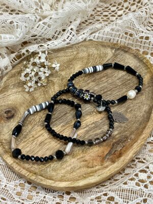 Lot de 3 bracelets infinity noir