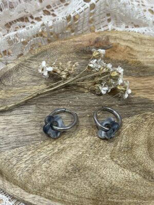 Boucles d'oreilles noire argentées