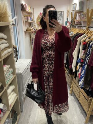 Gilet long Faustine bordeaux