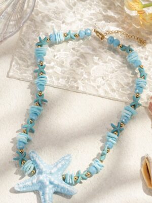 Collier étoile de mer bleu