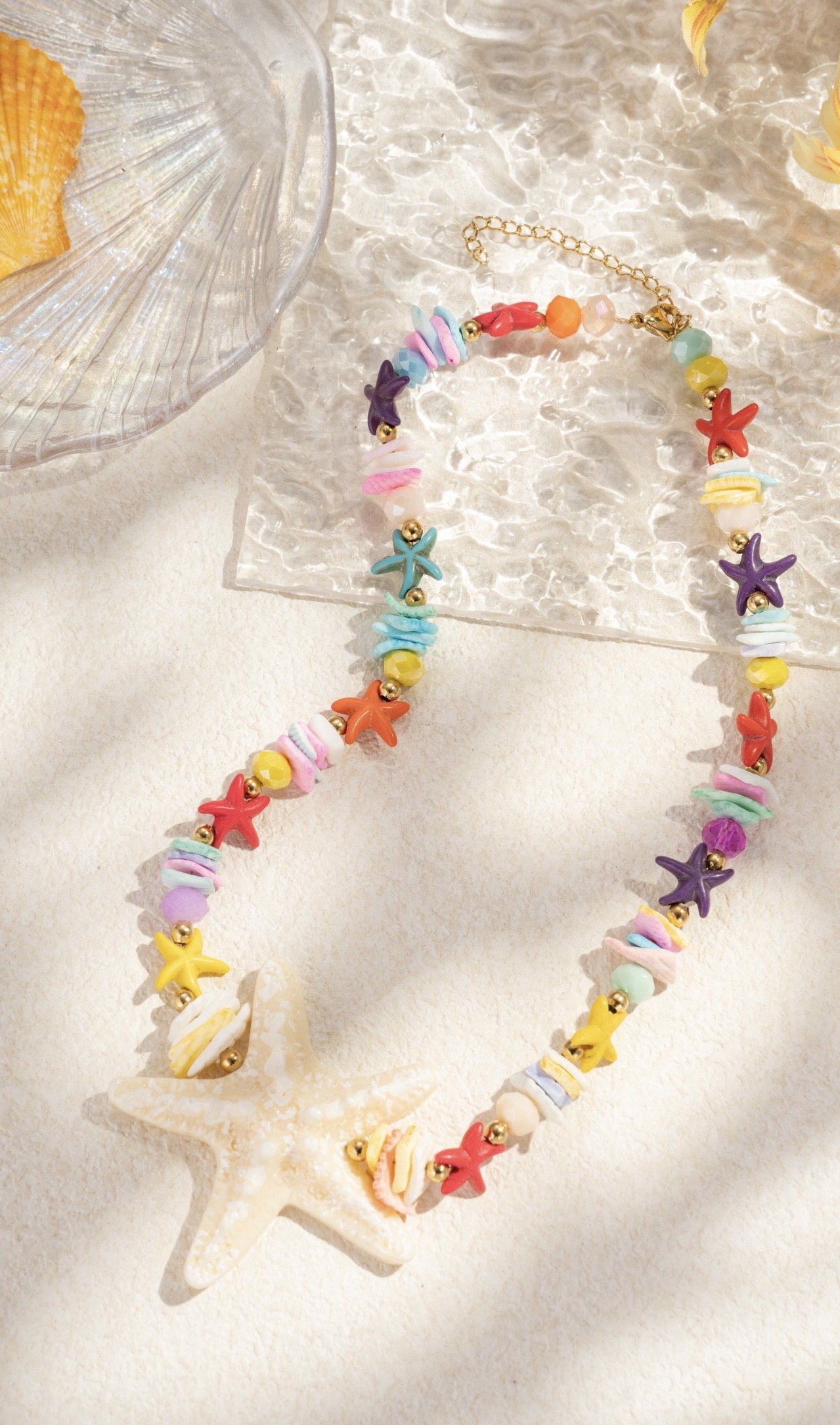 Collier étoile de mer multicolore