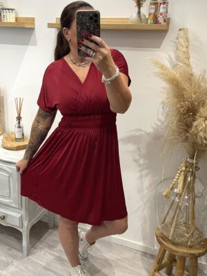Robe Élisa courte bordeaux