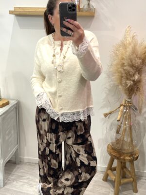 Pantalon Louise Floral marron